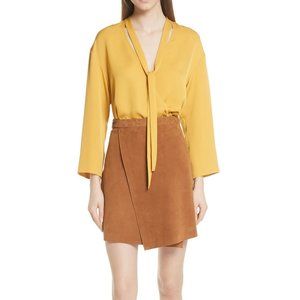 NWT Theory Wrap V-neck Silk Blouse, Small, Office to Party, Small